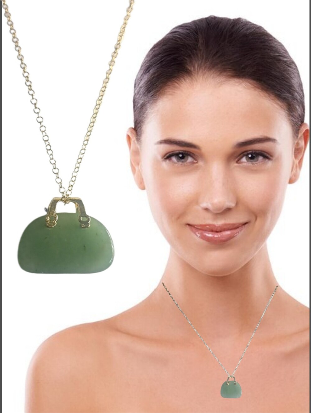 Genuine Natural Stone Mini Purse Necklace. NWOT